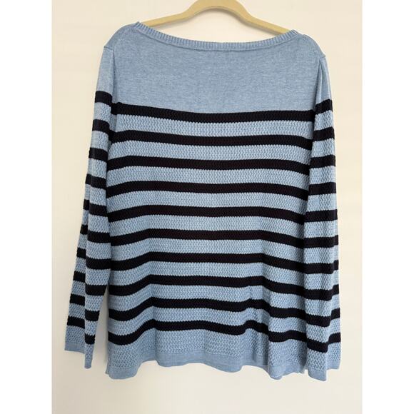 Talbots Womens‎ Nautical Sweater Tunic XLp Blue Stripes Boat Neck Coastal - Picture 5 of 9